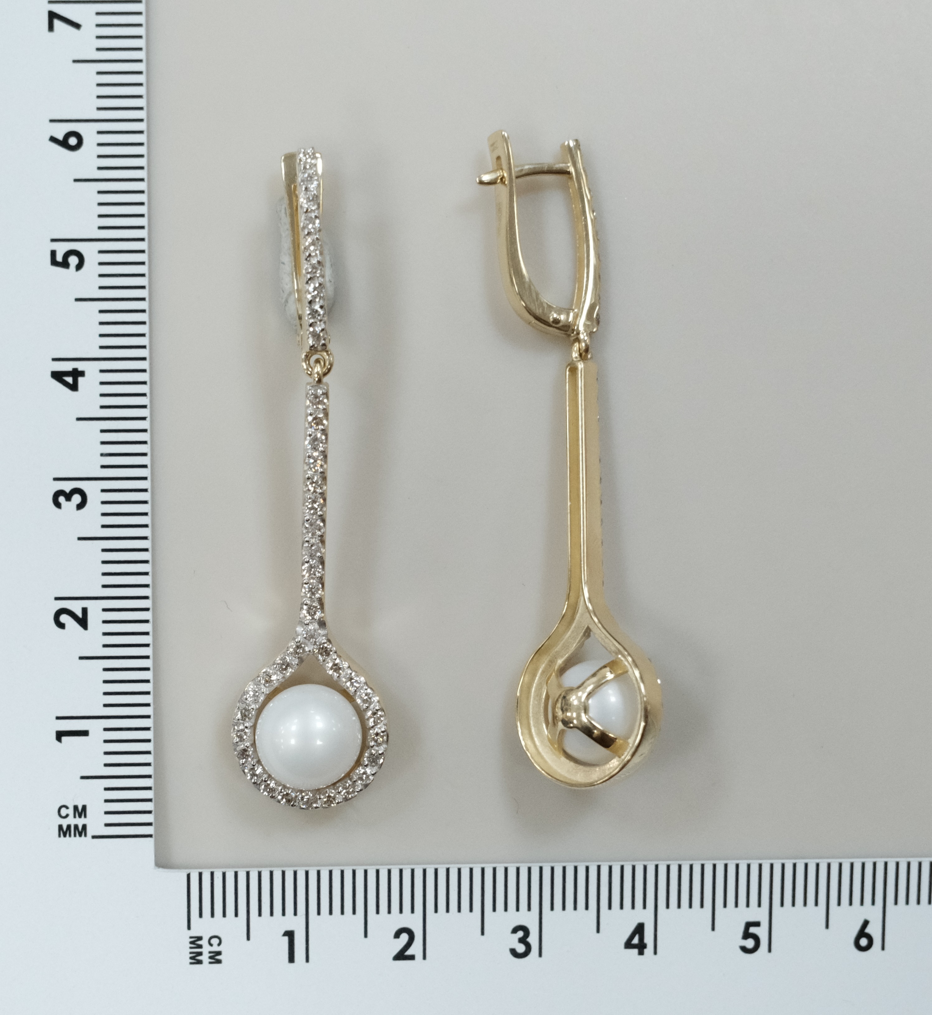 Серьги из желтого золота с жемчугом